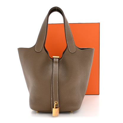 Hermes Taurillon Clemence Picotin Lock 18 PM Etoupe 14 of 14