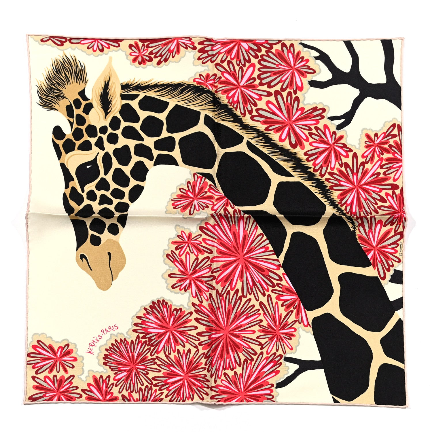 Hermes Silk The Three Graces Zoom Scarf 45 Creme Black Bleu Rogue 1 of 4