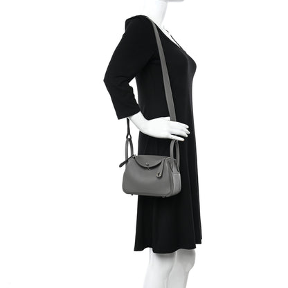 Hermes Taurillon Clemence Mini Lindy 20 Gris Meyer 2 of 10