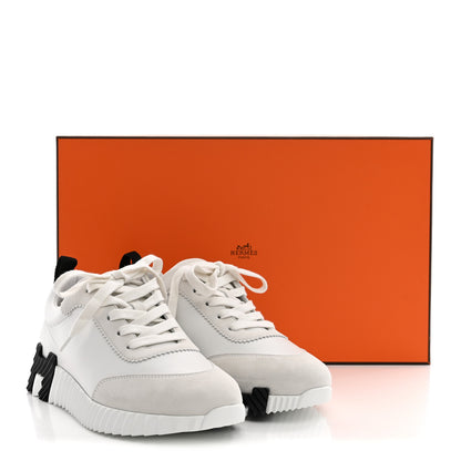 Hermes Calfskin Suede Goatskin Bouncing Sneakers 36.5 White 9 of 9