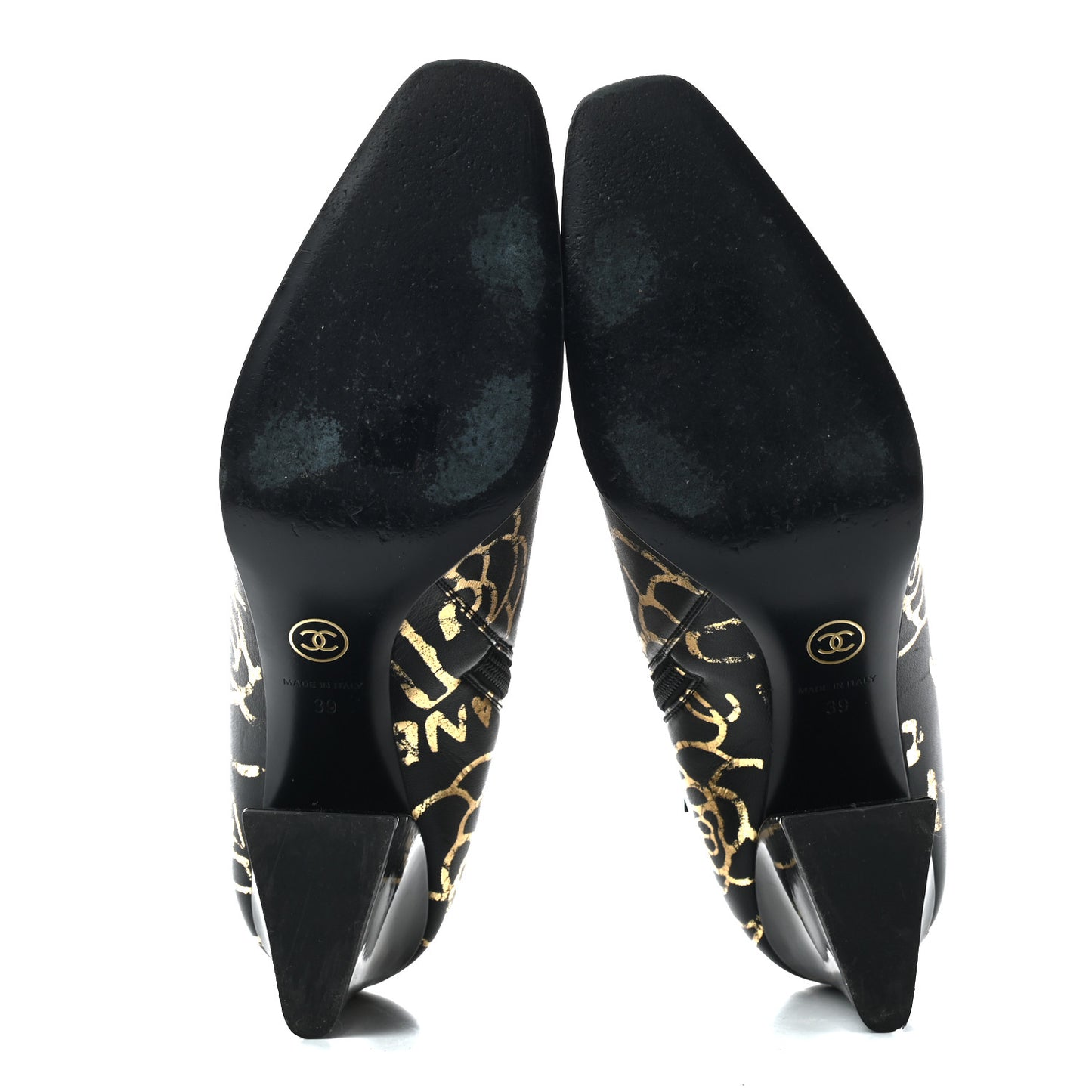 Calfskin Graffiti Short Boots 39 Black Gold