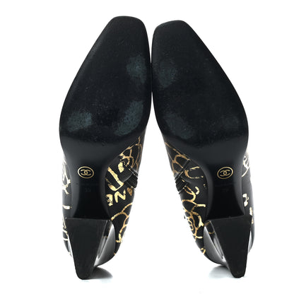 Chanel Calfskin Graffiti Short Boots 39 Black Gold 5 of 9