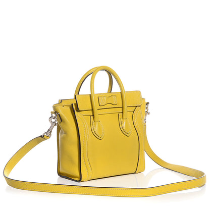 Celine Drummed Calfskin Nano Luggage Citron 3 of 7