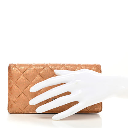 Chanel Metallic Caviar Quilted Yen Wallet Gold 2 of 11
