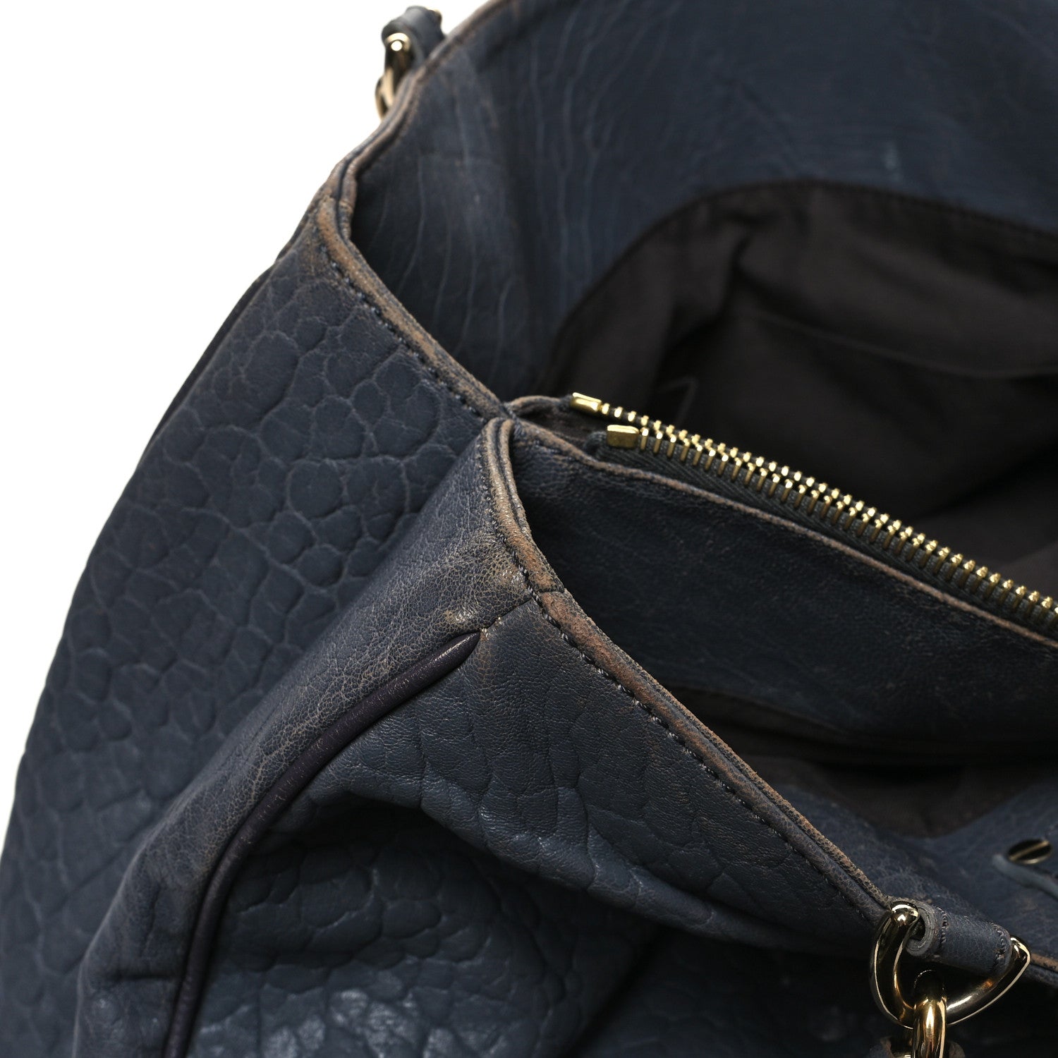 Fendi Crinkled Lambskin Mia Tote Blue 12 of 12