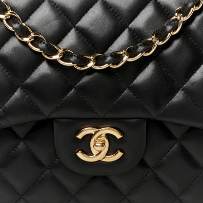 Chanel Lambskin Quilted Jumbo Double Flap Black 9 of 11