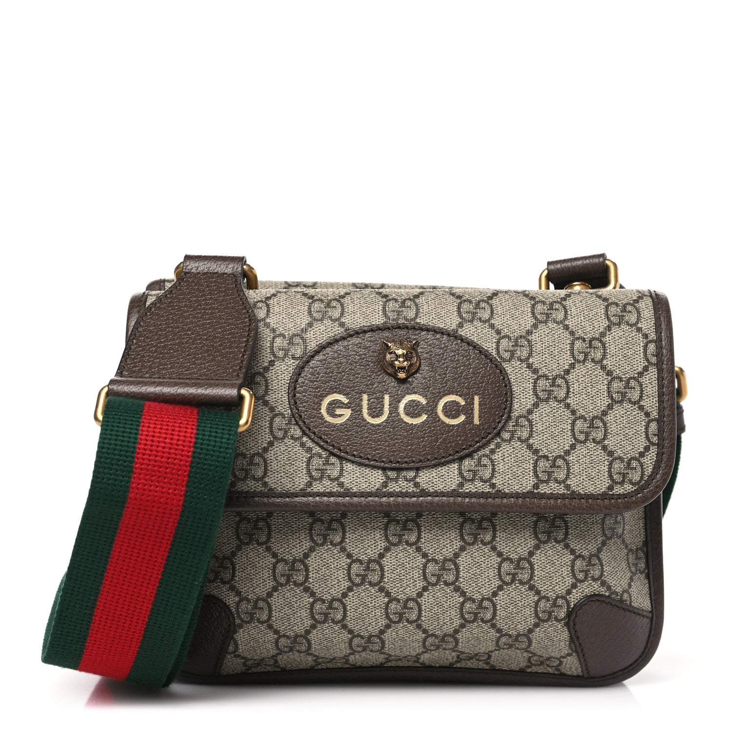 Gucci GG Supreme Monogram Web Small Neo Vintage Double Flap Messenger Bag Beige New Acero 1 of 11