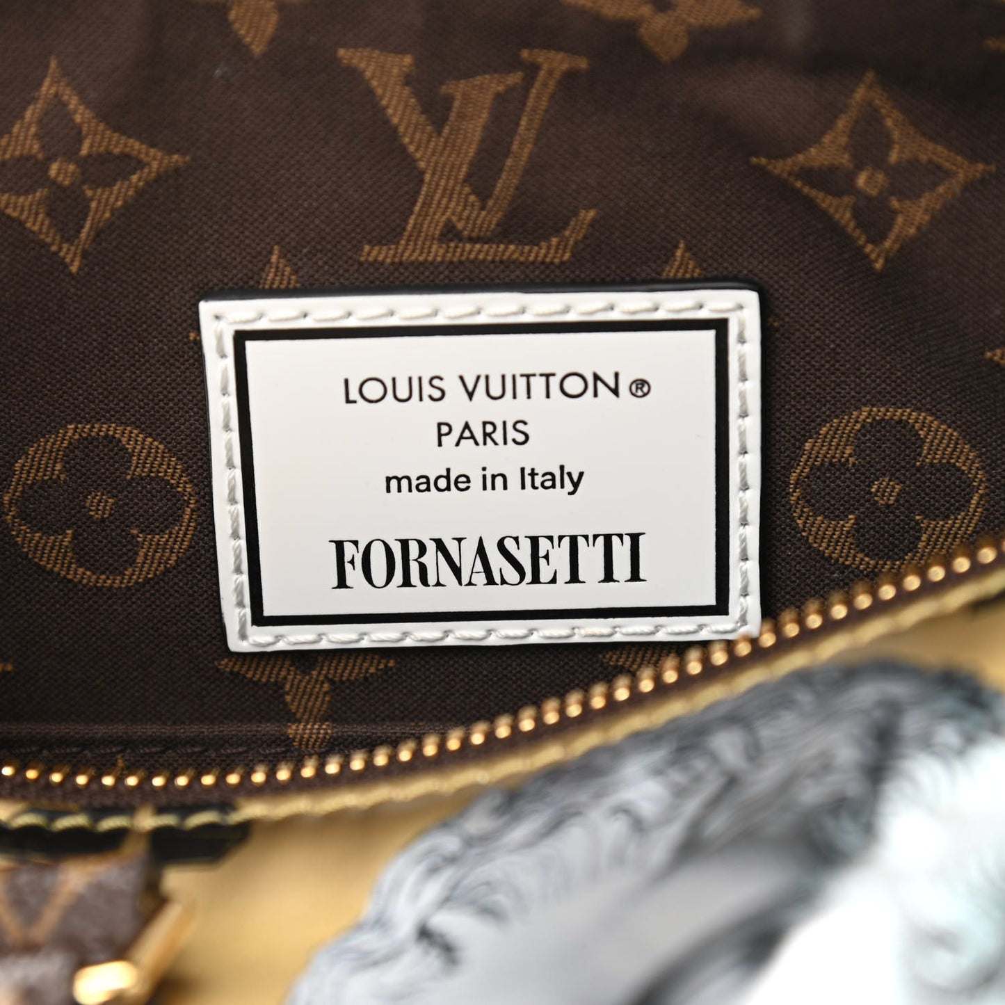 X FORNASETTI Calfskin Fornasetti Speedy Bandouliere 25 Gold