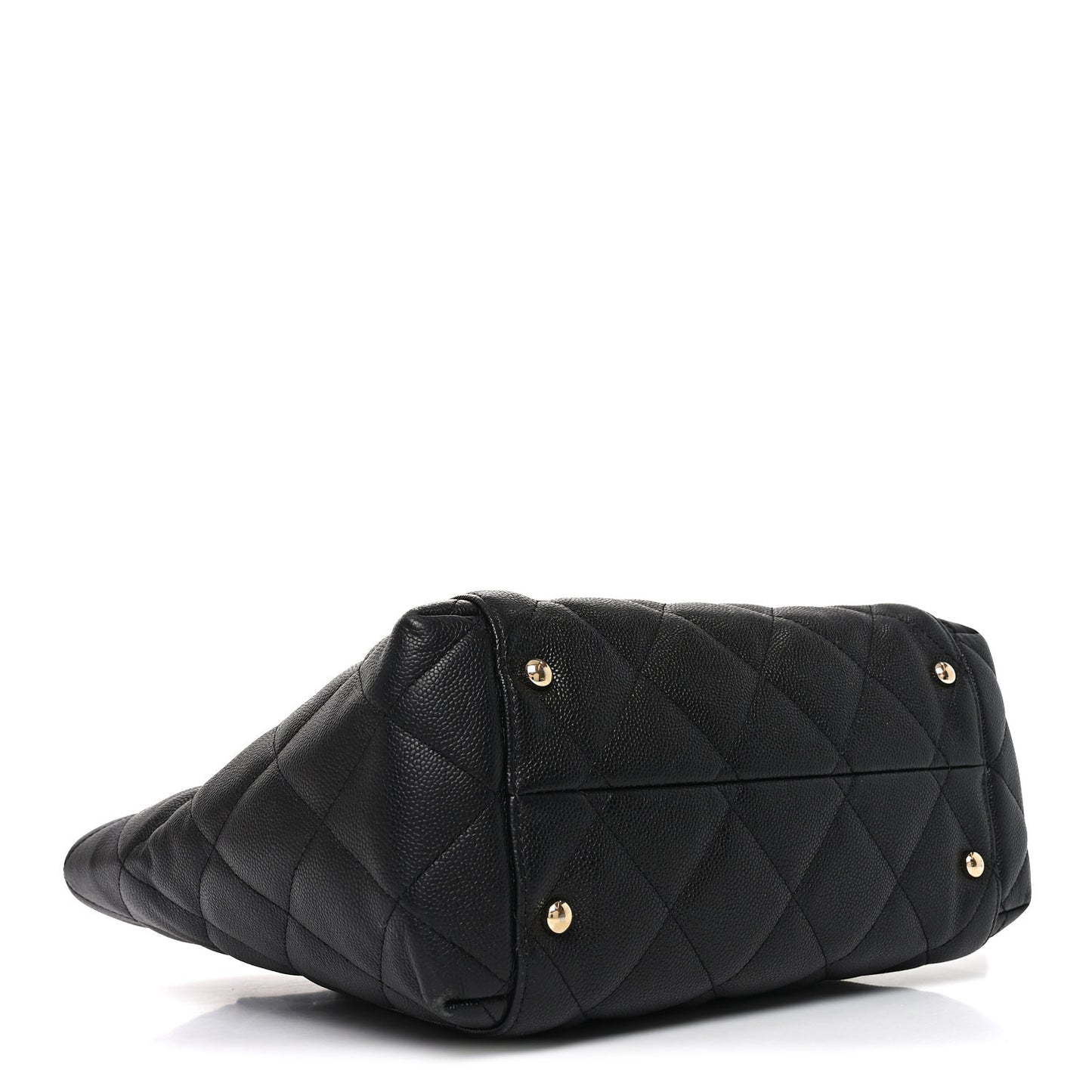 Caviar Quilted Small Shopping Tote Black