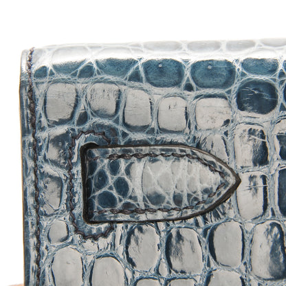 Hermes Shiny Niloticus Crocodile Kelly Cut Pochette Blue Jean 24 of 38