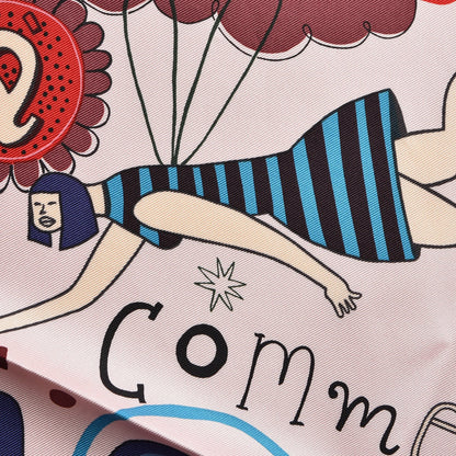 Hermes Silk Les Confessions Scarf 90 Rose Pale Bleu Vert 6 of 8