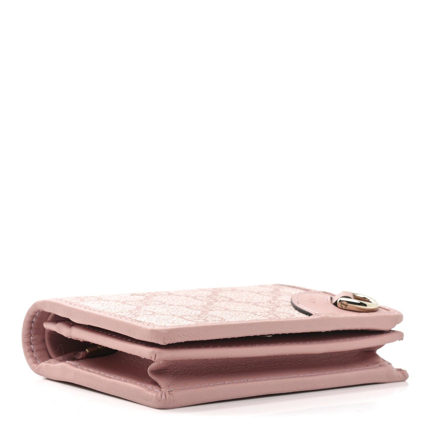 GG Supreme Monogram Textured Calfskin Emblem Mini Wallet Light Pink