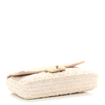 Chanel Tweed Quilted Medium Single Flap White Pink 3 of 18