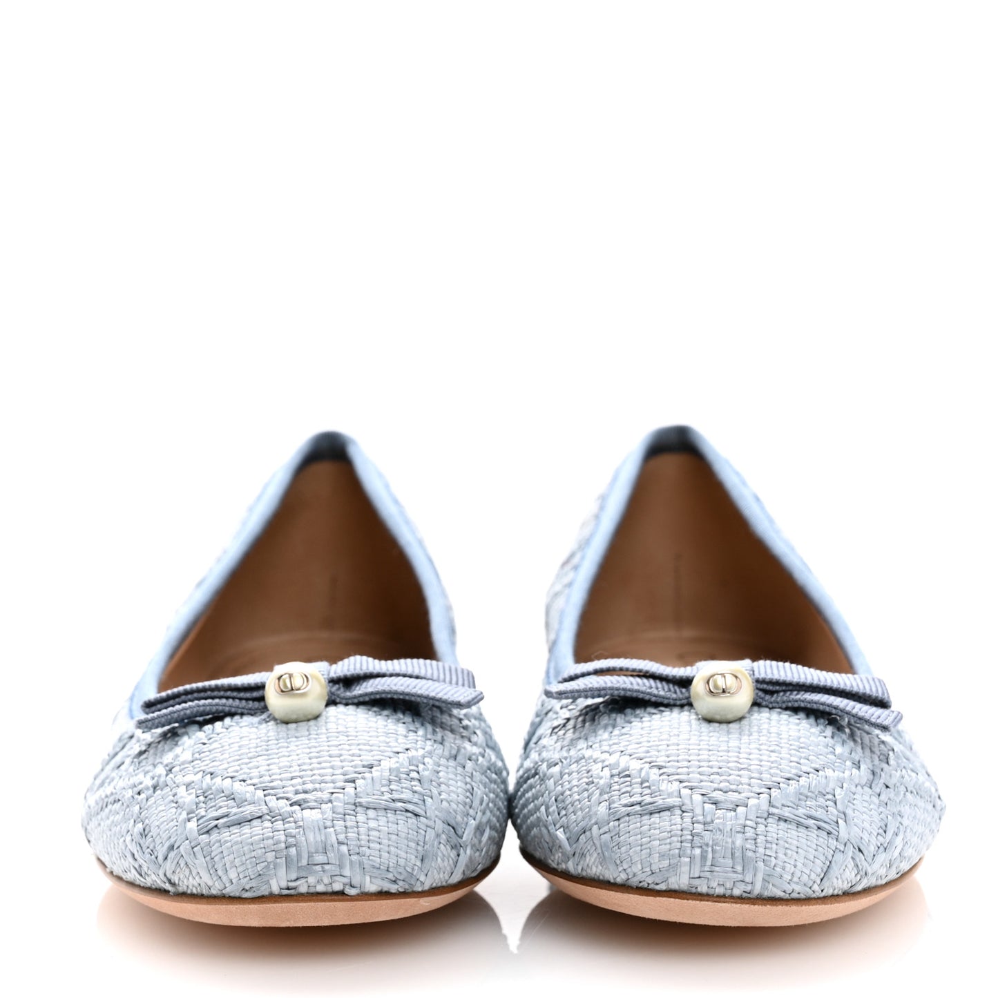 Raffia Cannage Ballet Flat 38.5 Bleu Pastel