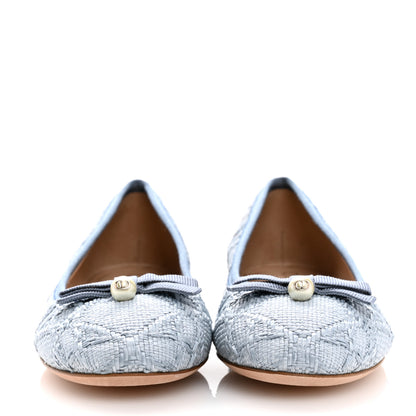 Christian Dior Raffia Cannage Ballet Flat 38.5 Bleu Pastel 3 of 10