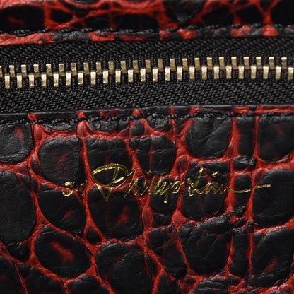 3.1 Phillip Lim 3.1 Calf Hair Calfskin Crocodile Embossed Medium Pashli Satchel Antique Red Black 7 of 10