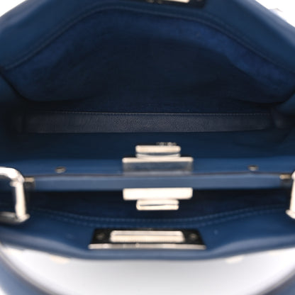 Fendi Vitello Seta Studded Medium Peekaboo Iconic Satchel Blue 6 of 12