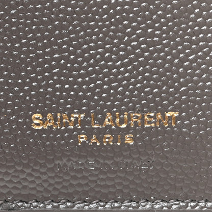 Saint Laurent Grain De Poudre Matelasse Chevron Monogram Compact Zip Around Wallet Fog 6 of 6