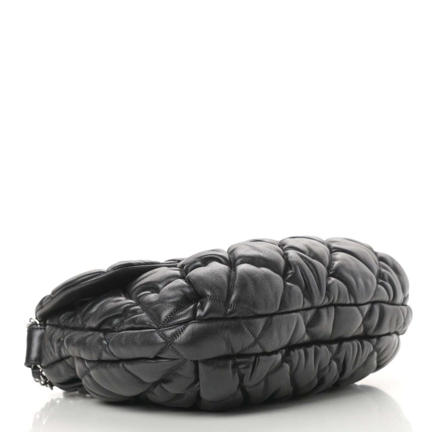 Lambskin Bubble Quilt Flap Bag Black