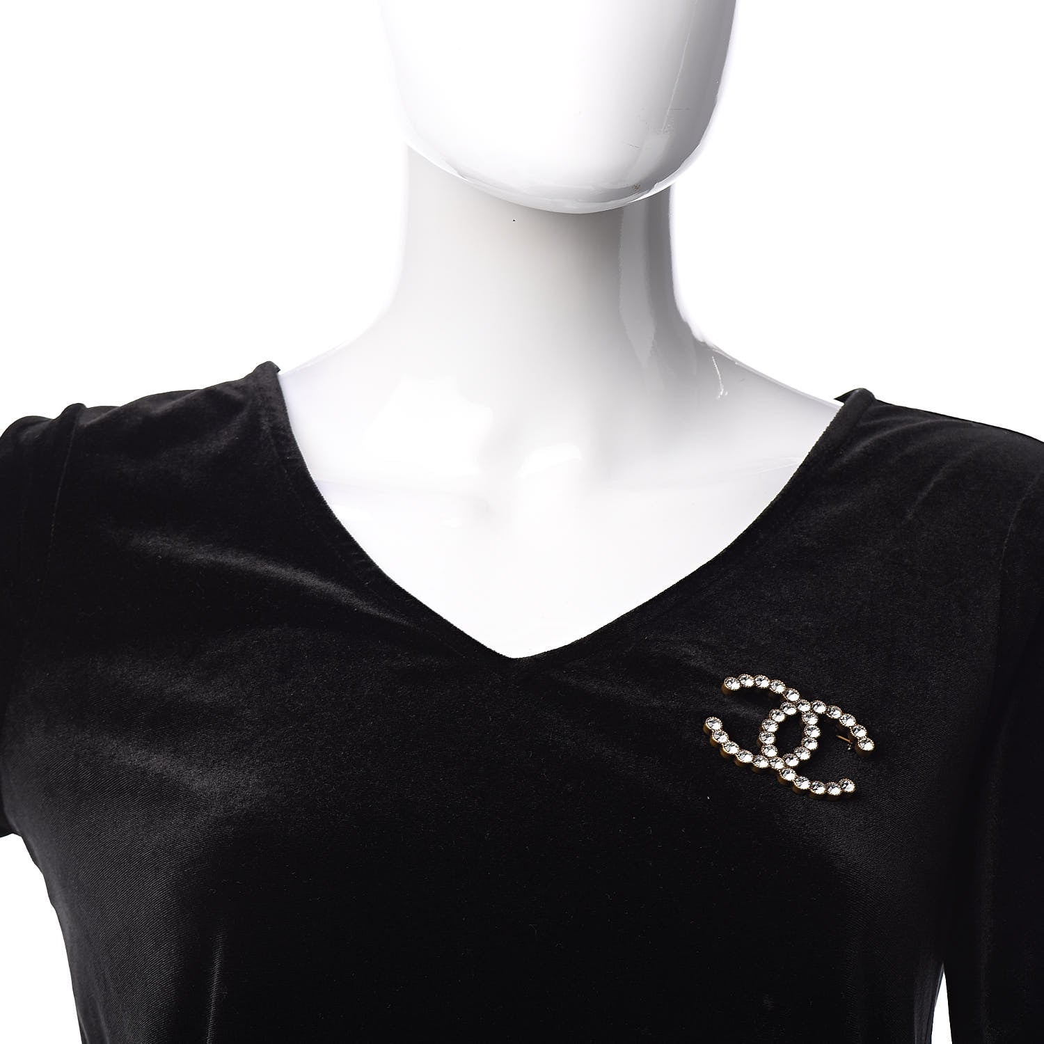 Chanel Crystal Large CC Brooch Gold 2 of 5