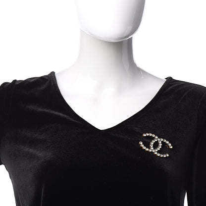 Chanel Crystal Large CC Brooch Gold 2 of 5