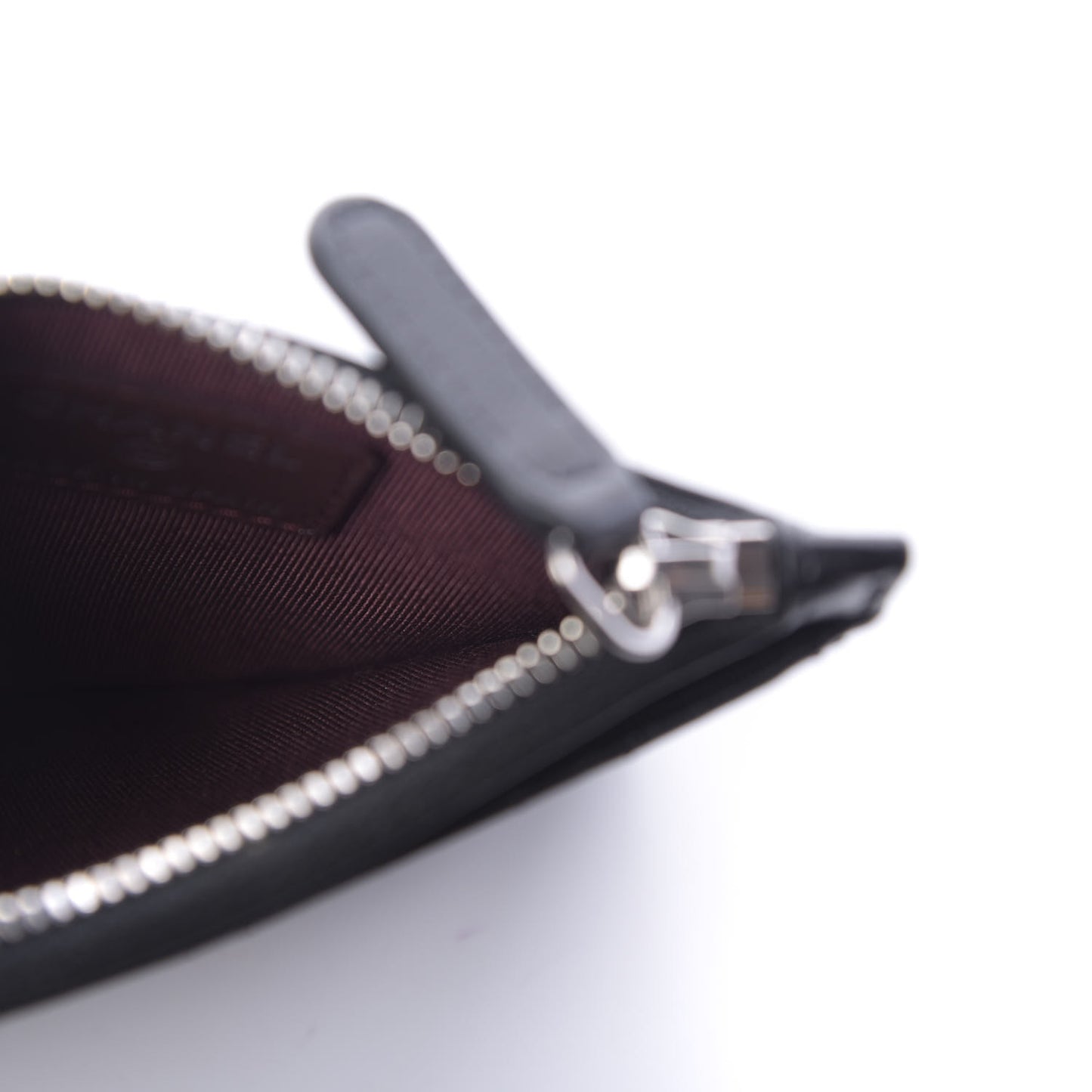 Lambskin Quilted Zip Card Holder Black