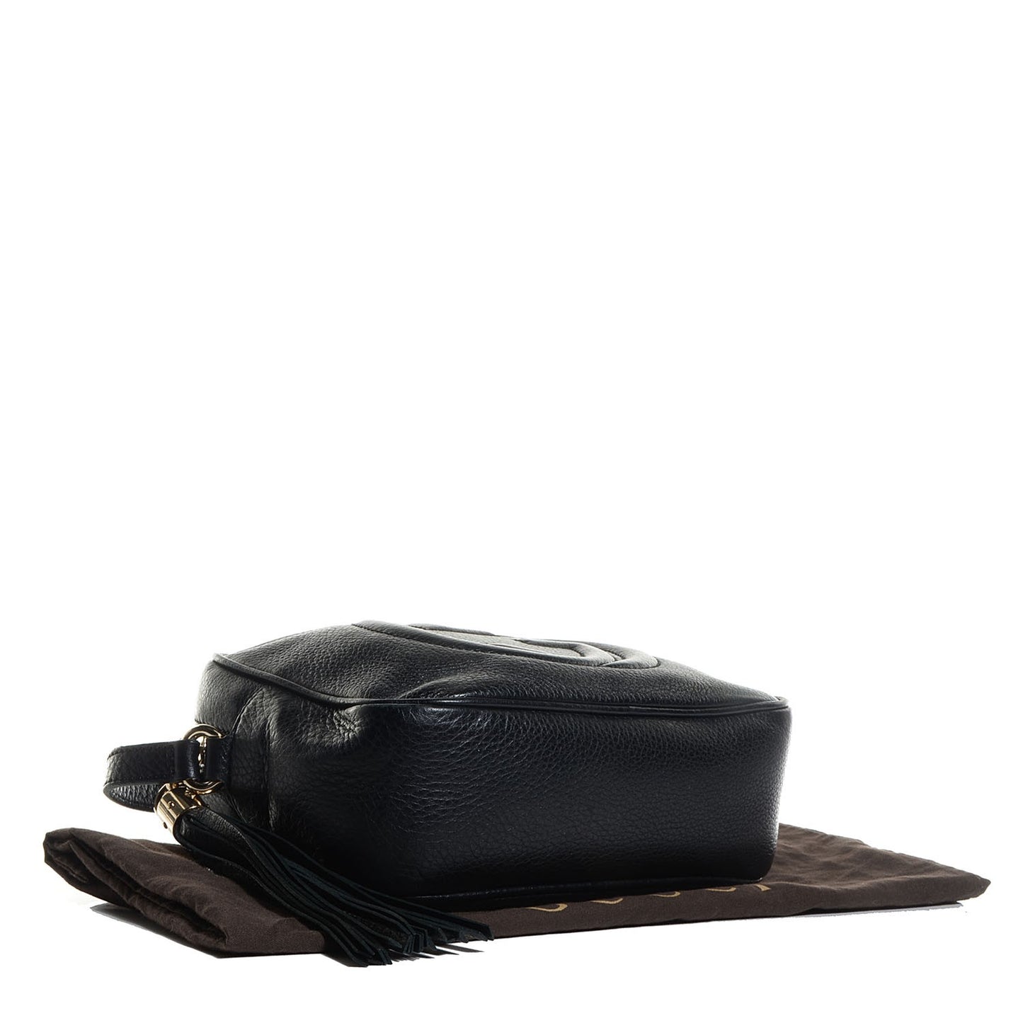 Pebbled Calfskin Small Soho Disco Bag Black