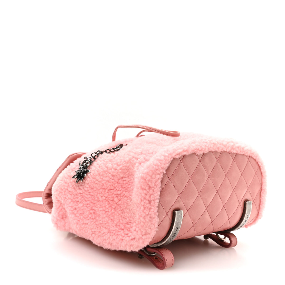 Chanel Glazed Calfskin Shearling Quilted Small Mountain Backpack Pink 4 of 10