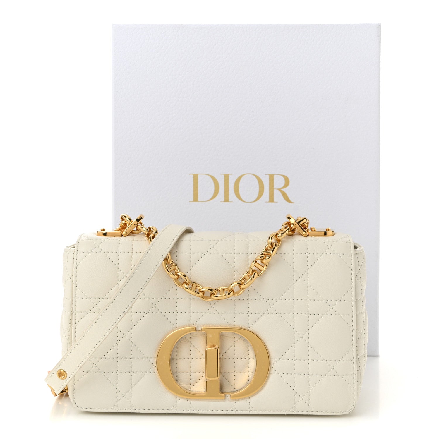 Christian Dior Lambskin Cannage Small Caro Bag Ivory 11 of 11