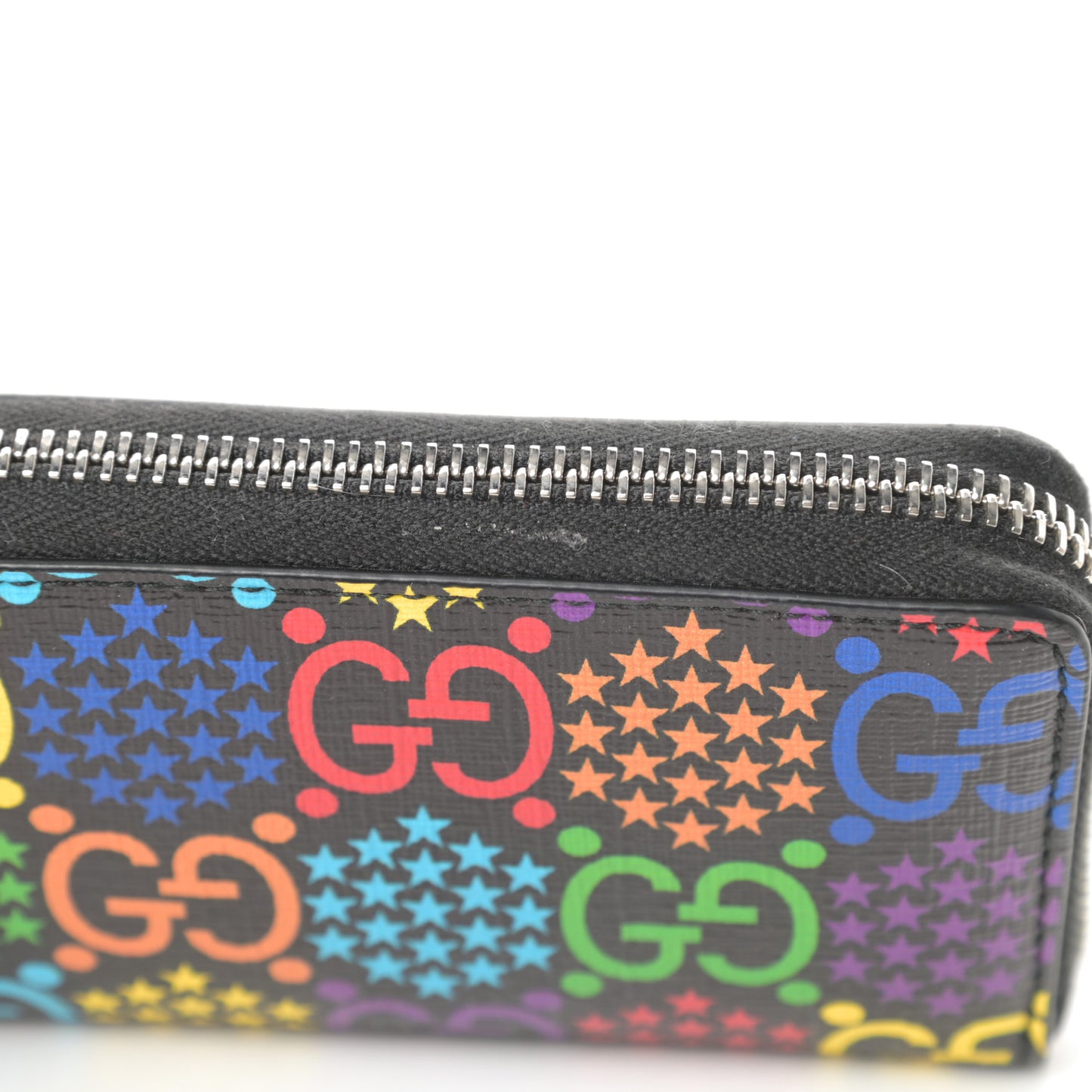 GG Supreme Monogram Psychedelic Zip Around Card Case Wallet Black