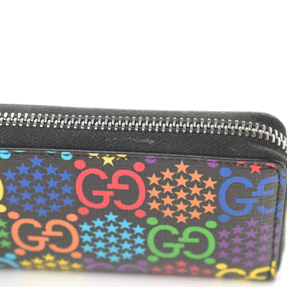 Gucci GG Supreme Monogram Psychedelic Zip Around Card Case Wallet Black 7 of 7