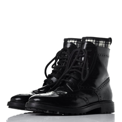 Christian Dior Calfskin Tartan D-Order Low Boot 39 Black White 3 of 7