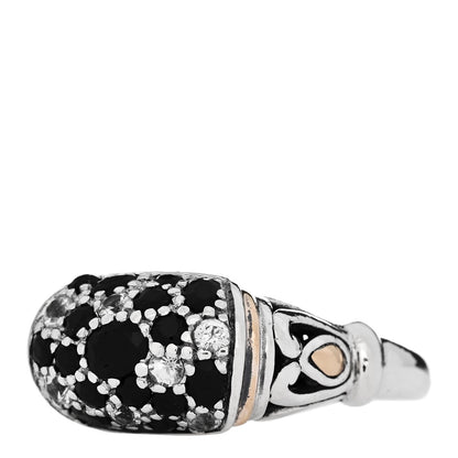John Hardy Sterling Silver 18K Yellow Gold Black Sapphire White Topaz Ring 54 7 3 of 6