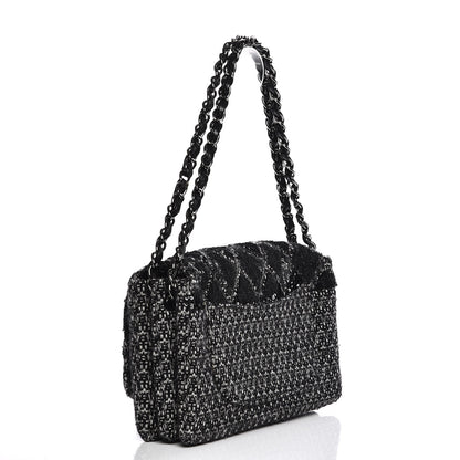 Chanel Sequin Tweed Icons Large Accordion 3 Flap Black 3 of 7