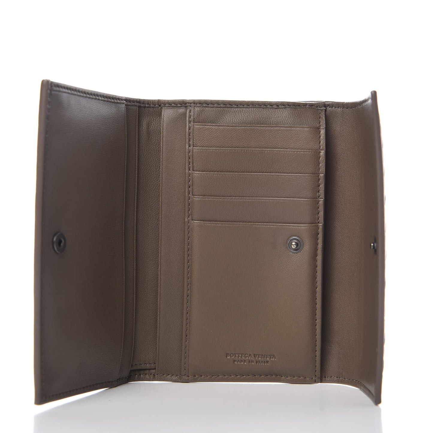 Nappa Intrecciato Continental Compact Flap Wallet Light Grey