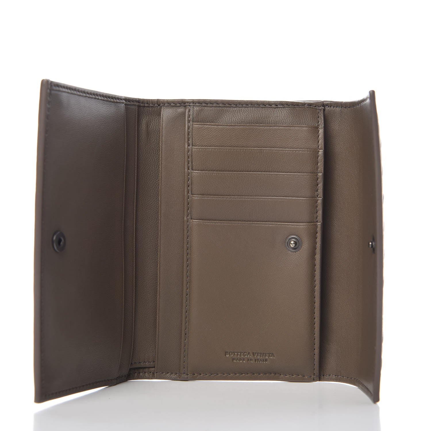 Bottega Veneta Nappa Intrecciato Continental Compact Flap Wallet Light Grey 5 of 8