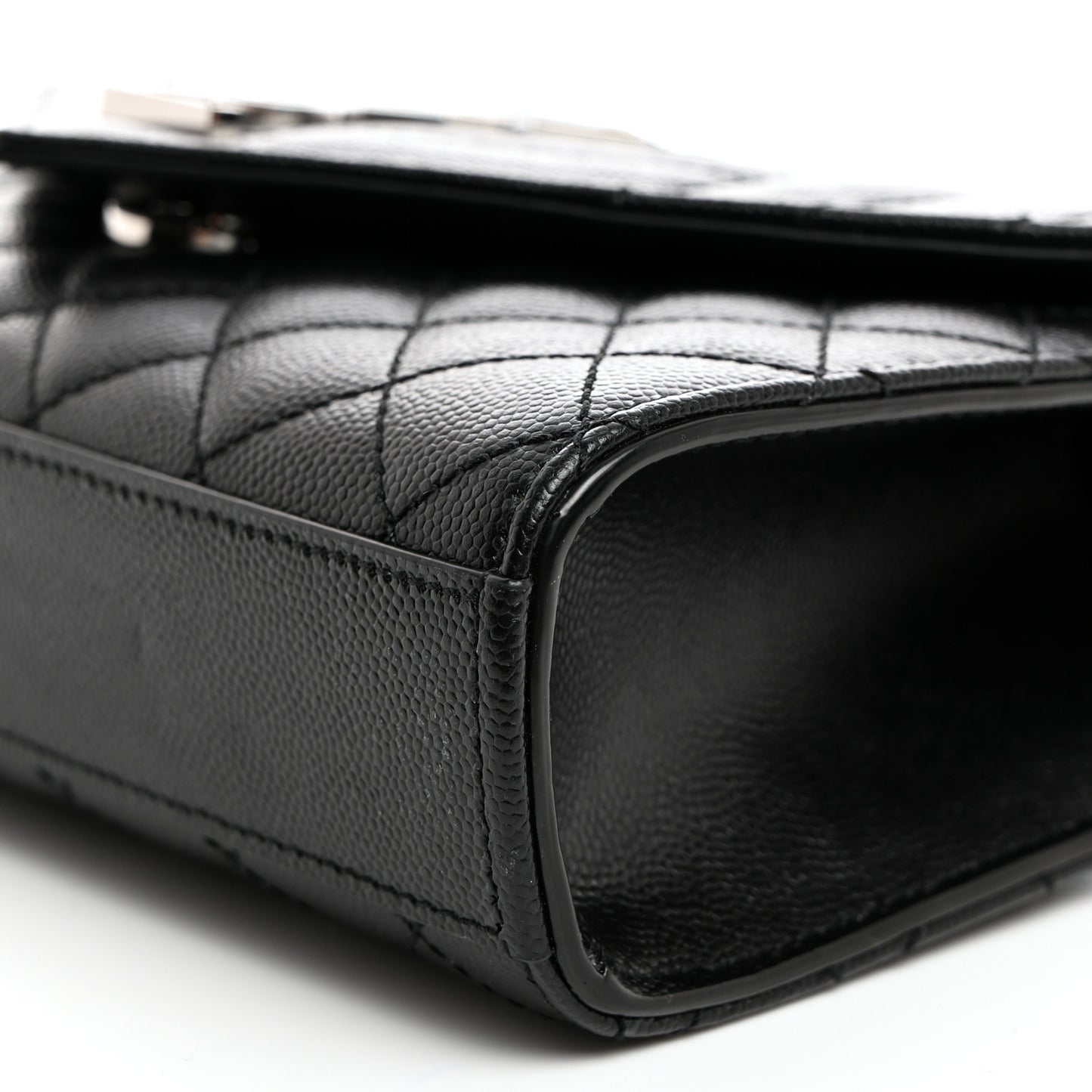 Grain De Poudre Textured Mixed Matelasse Triquilt Small Monogram Satchel Black