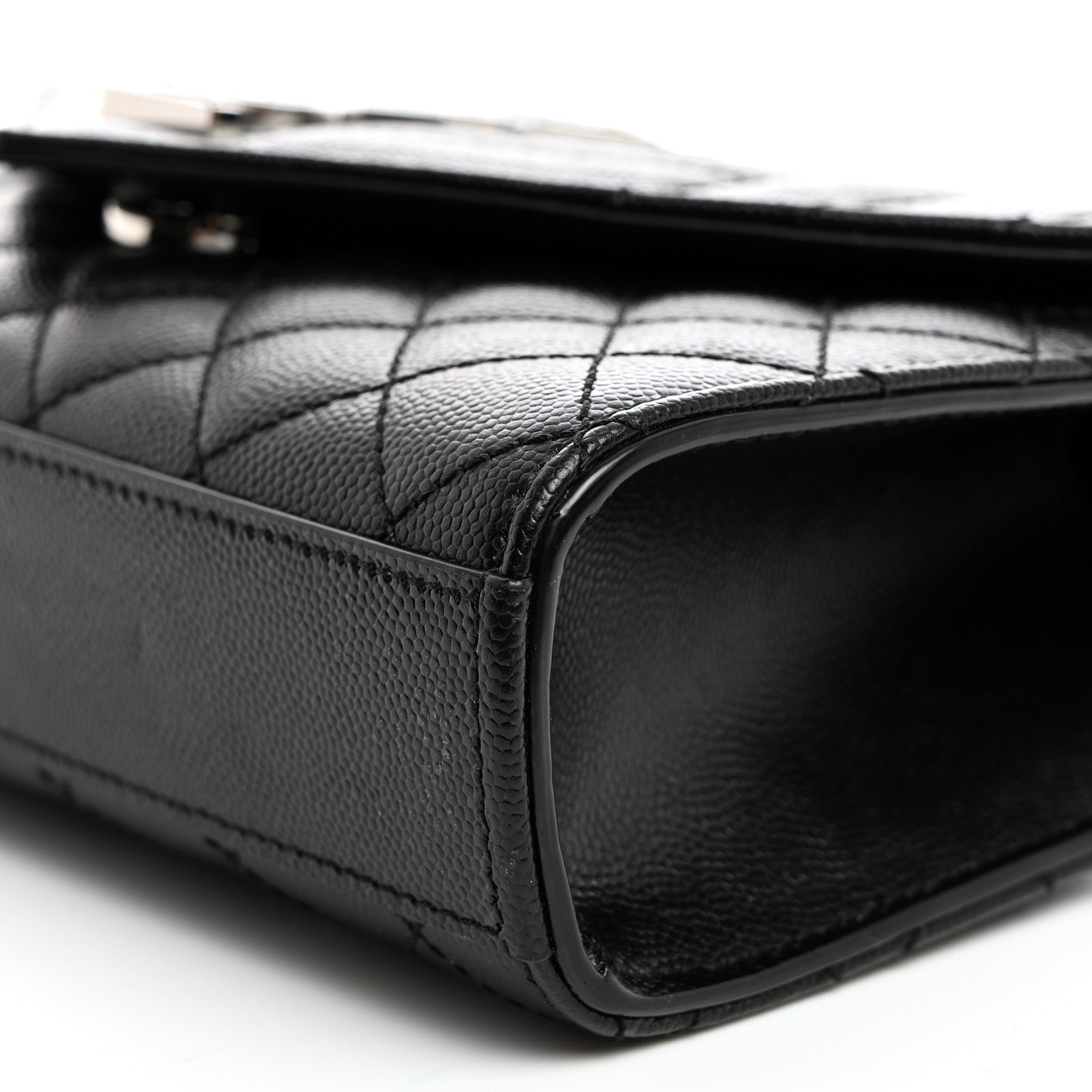 Saint Laurent Grain De Poudre Textured Mixed Matelasse Triquilt Small Monogram Satchel Black 11 of 11