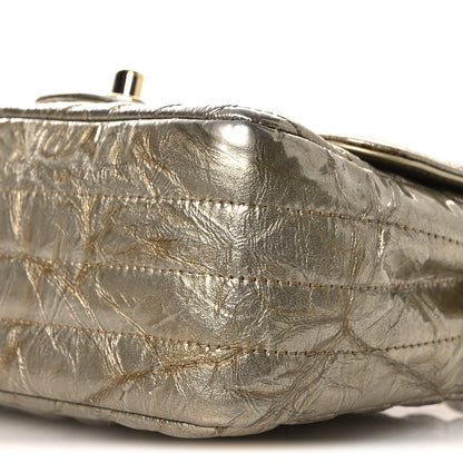 Chanel Metallic Crumpled Calfskin Chevron Quilted Mini Square Flap Gold 9 of 12
