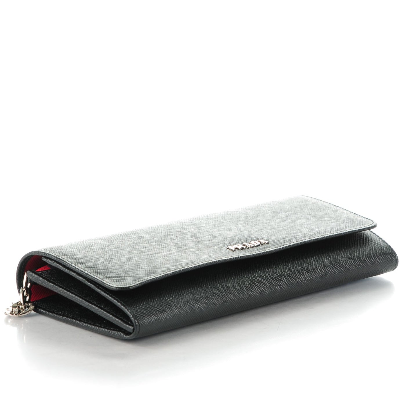 Saffiano Bi-Color Wallet On Chain Nero Black Fuoco
