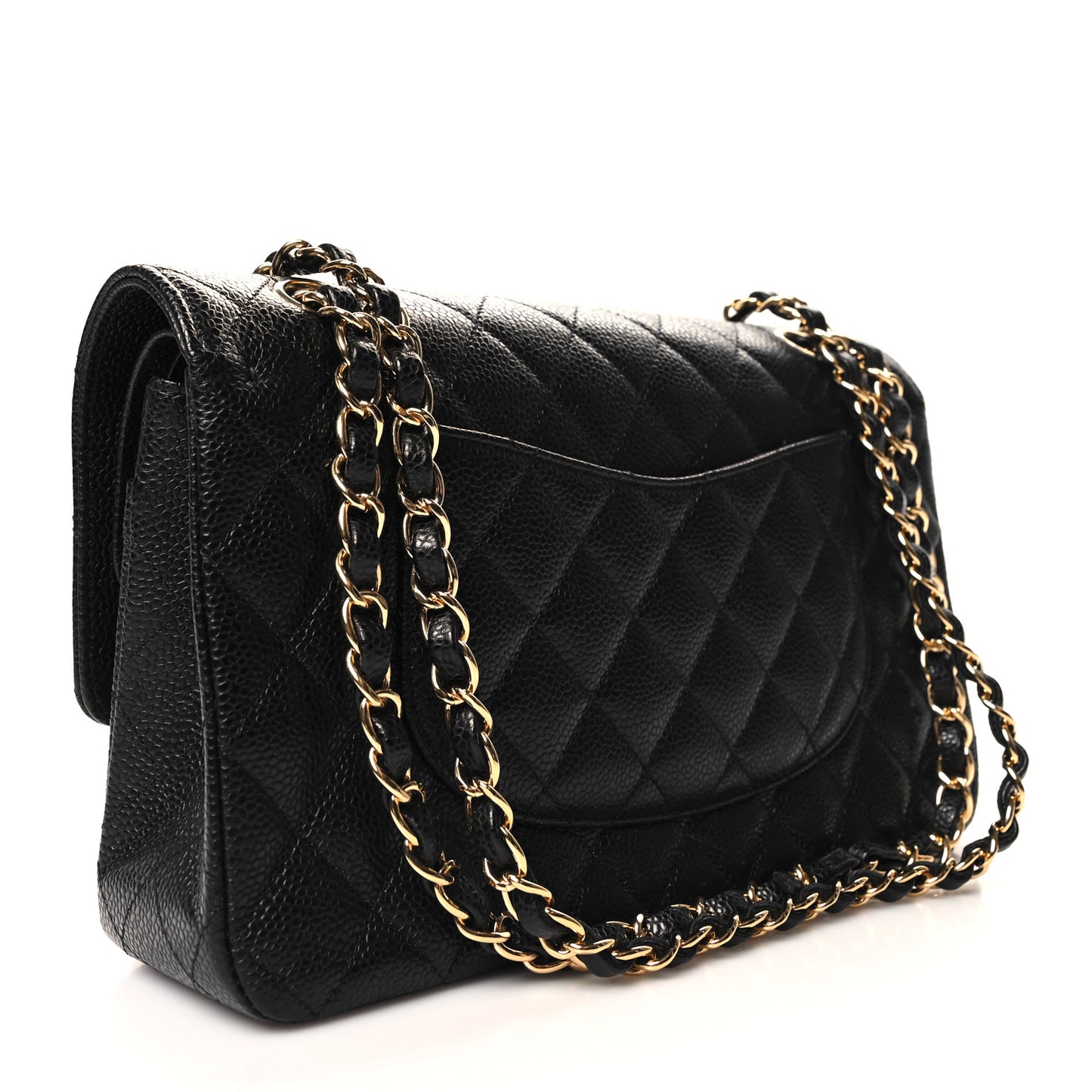 Caviar Quilted Medium Double Flap Black