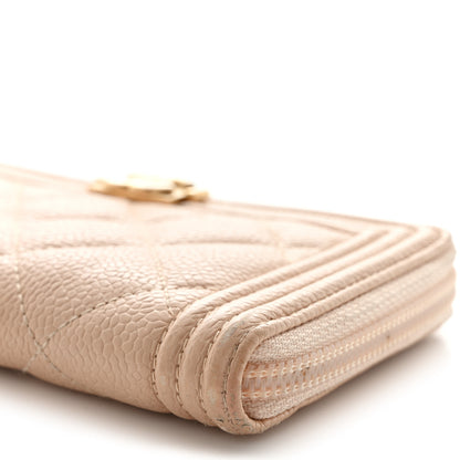 Chanel Caviar Quilted Small Boy Zip Around Wallet Beige 10 of 13