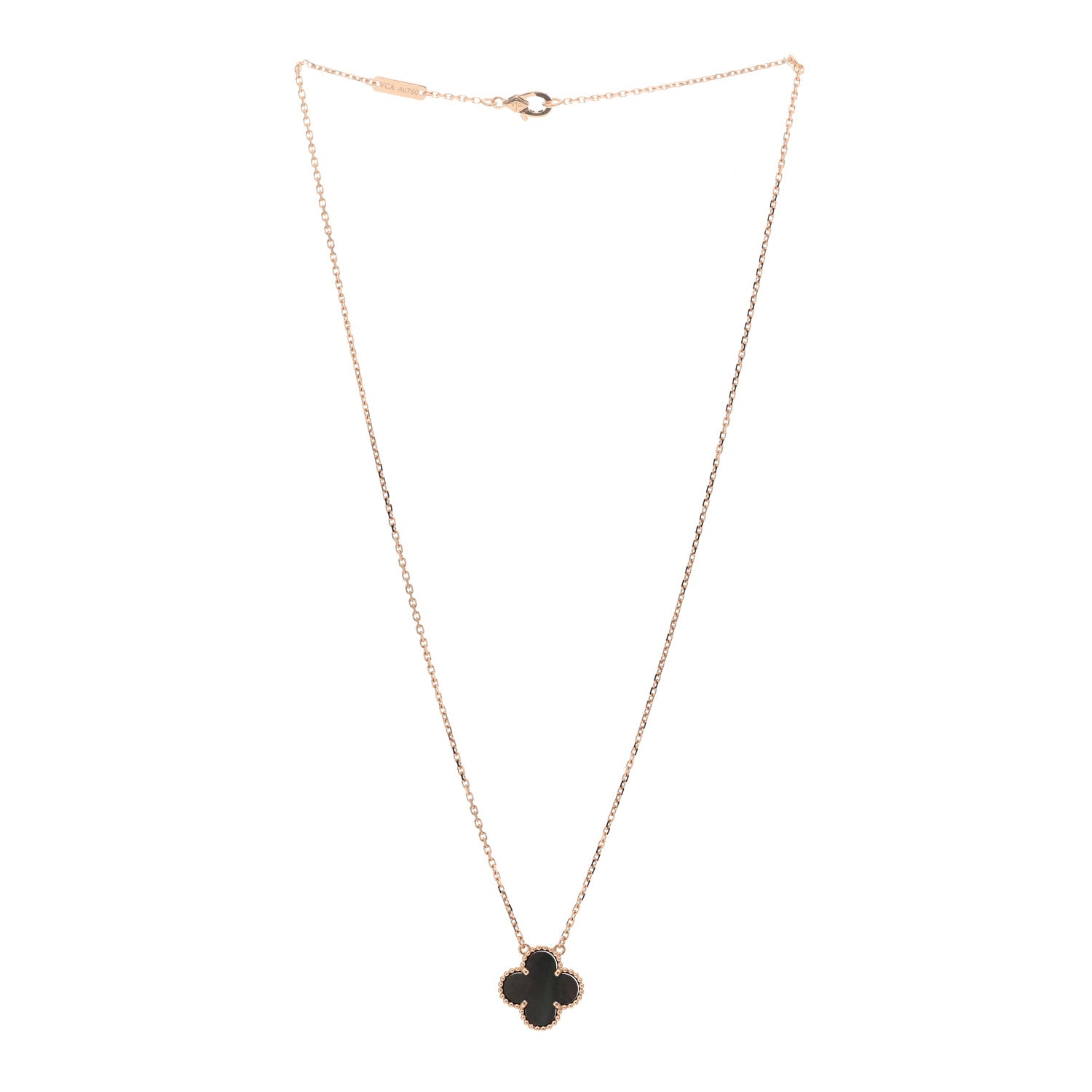 Van Cleef & Arpels 18K Rose Gold Gray Mother of Pearl Vintage Alhambra Pendant Necklace 2 of 5