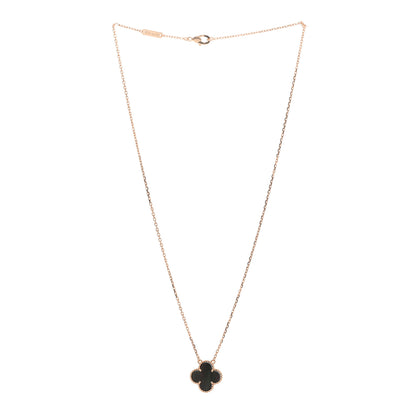 Van Cleef & Arpels 18K Rose Gold Gray Mother of Pearl Vintage Alhambra Pendant Necklace 2 of 5