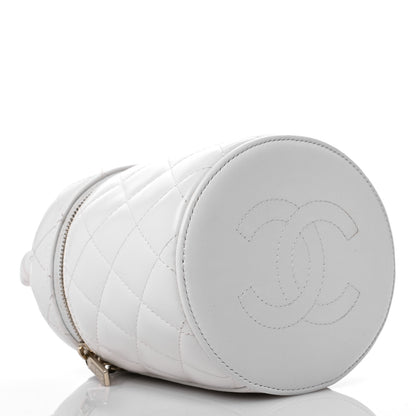 Chanel Lambskin Quilted Ruched Handle Vanity Case White 5 of 12