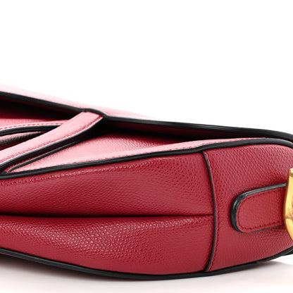 Christian Dior Grained Calfskin Saddle Bag Red 9 of 14