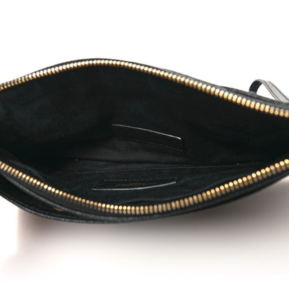 Saint Laurent Grain De Poudre Chevron Monogram Large Bill Pouch Black 5 of 11