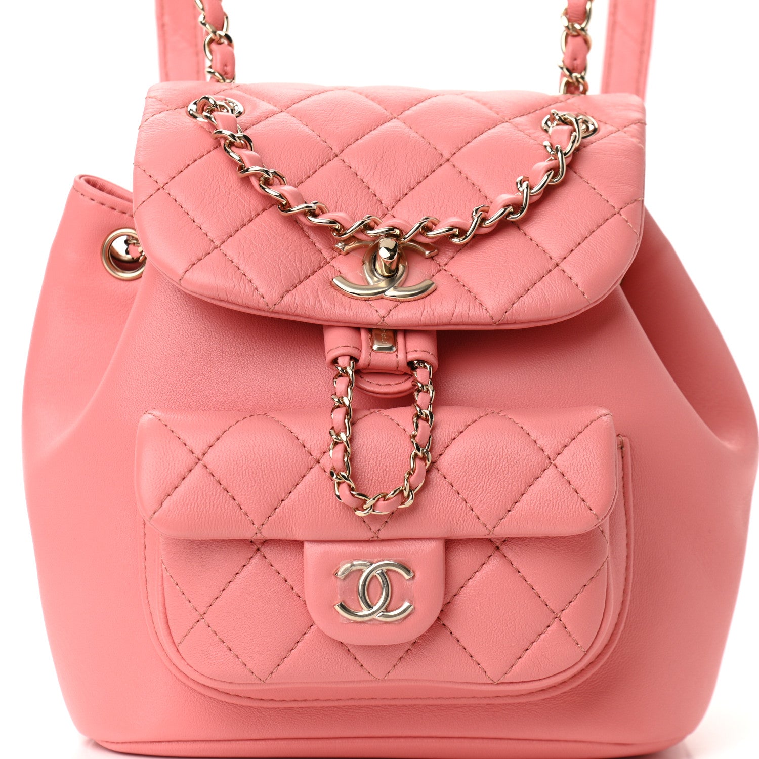 Chanel Lambskin Quilted Small Duma Drawstring Backpack Pink 8 of 10
