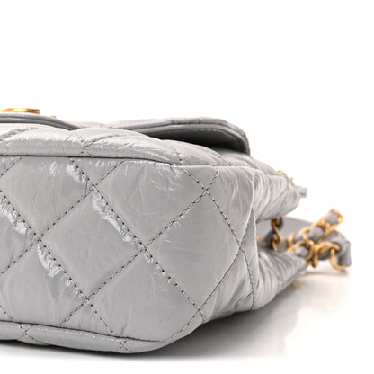 Chanel Shiny Crumpled Calfskin Quilted Small Wavy CC Hobo Grey 10 of 10