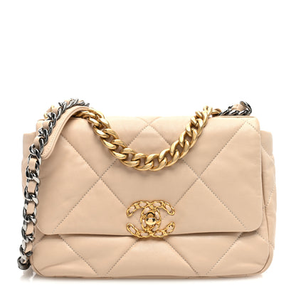 Chanel Goatskin Quilted Medium Chanel 19 Flap Beige 1 of 10